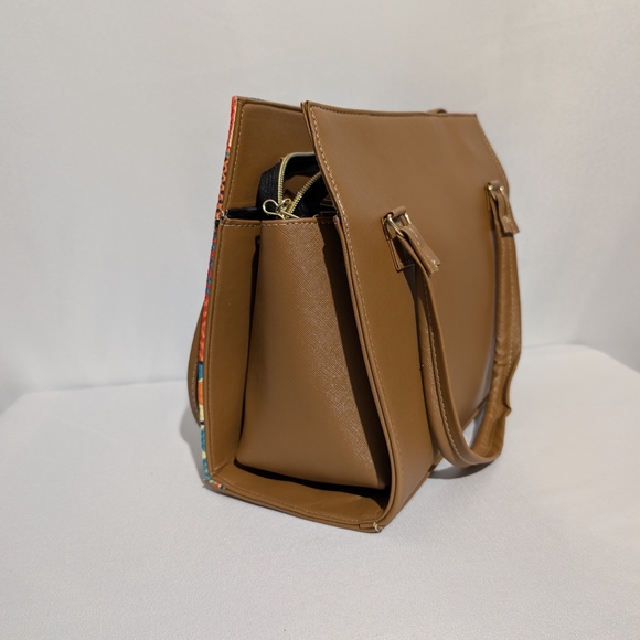 New Artisan Geometric Tote Bag - Boho Tribal Aztec Print - Brown Multicolor Shou - Picture 5 of 11